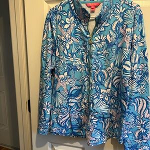 Lilly Pulitzer Blue Floral Bomber Jacket